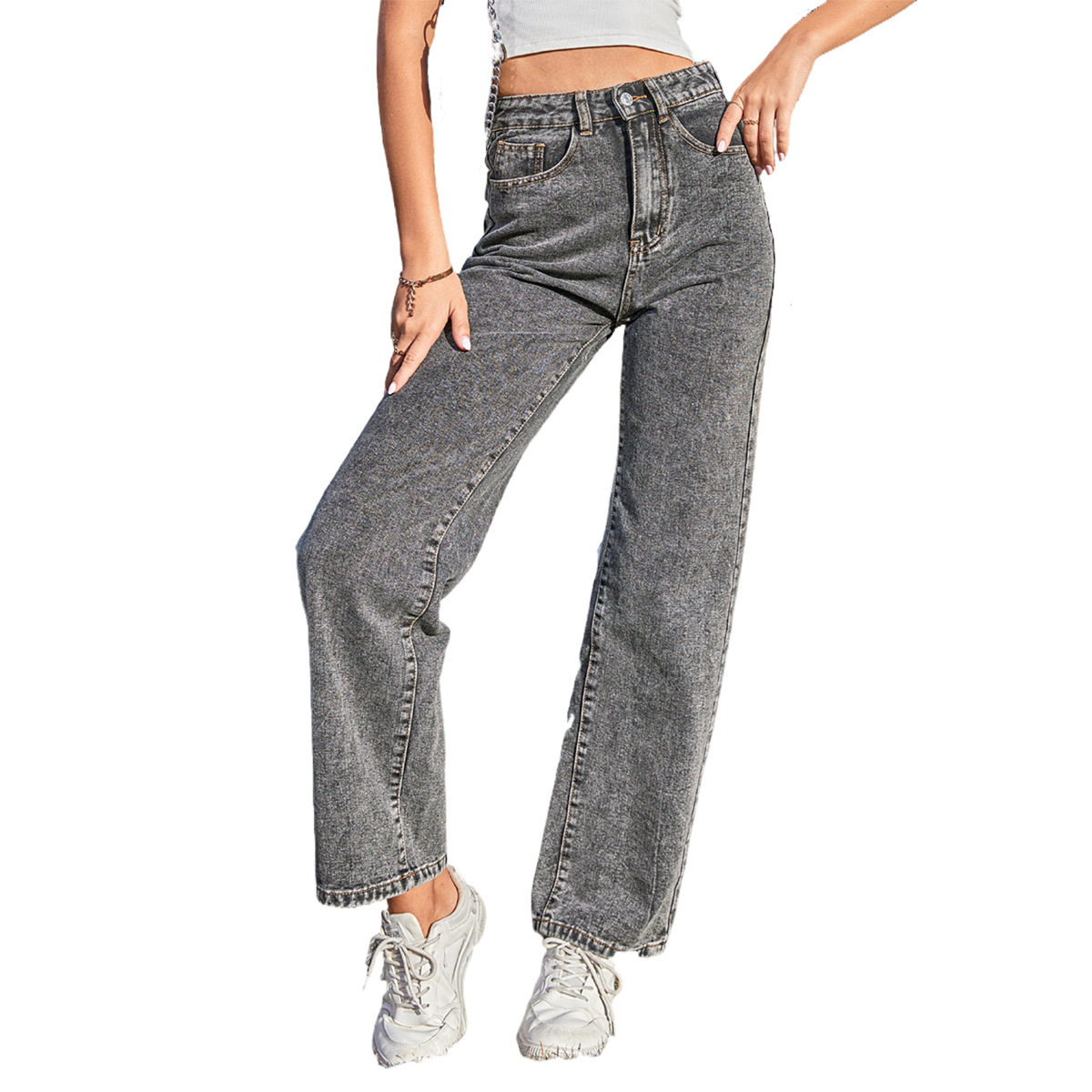 Womens Fashionable Ripped Straight Leg Jeans Trendy Slim Fit Casual Style Perfect for Everyday Wear Wholesale