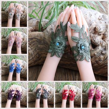 Gloves Ethnic Style Wrist Guard Women's Embroidery Missing Finger Embroidered Gloves Four Seasons Jewelry Half Finger Bracelet