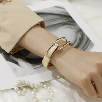Hollow Bracelet Female Niche Style Irregular High Sense Cross-border Personality Bracelet Alloy Gold Plated Opening Bracelet Wholesale
