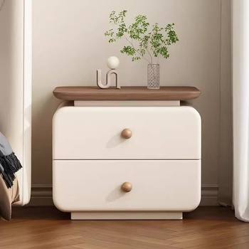 Simple Home Modern New Bedroom Leather Storage Bedside Table Installation-Free Cream Small Bedside Table Bedside Table
