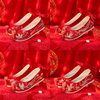 2025 New Bead Flower Decoration Red Wedding Shoes Increased Xiuhe Shoes Chinese Toast Wedding Shoes Ancient Style Han Dynasty Shoes