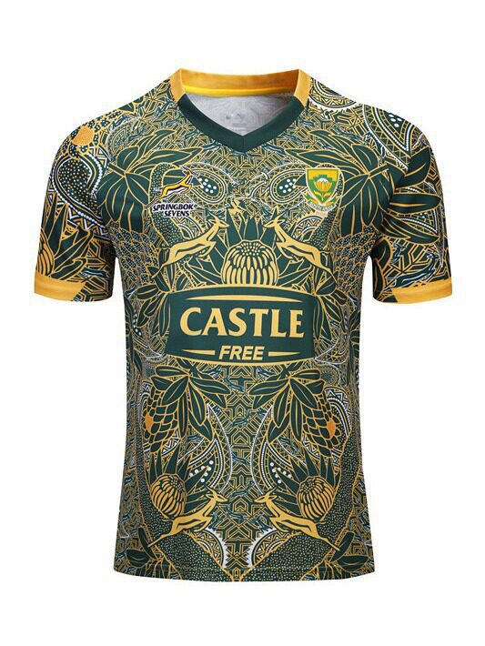 Мужская толстовка с короткими рукавами из регбийного трикотажа South Africa 100th anniversary edition rugby Jersey Изображение 1