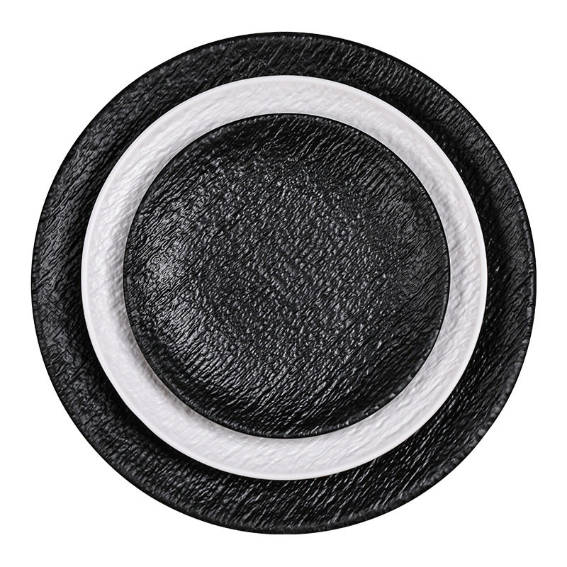 Melamine Plate Commercial Restaurant Table Setting Four-Piece Set of Dishes, Cups and Spoons Tableware Set Barbecue Long Plate Plastic Snack Plate