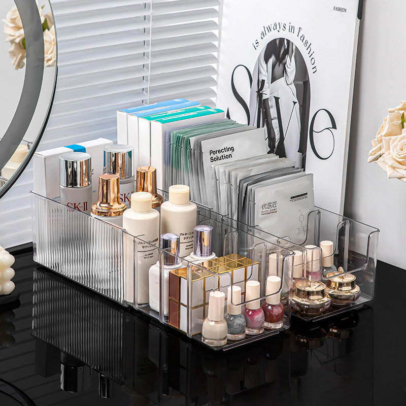 Facial Mask Storage Box Retractable Dressing Table Skin Care Deep Drawer Partition Storage Desktop Makeup Storage