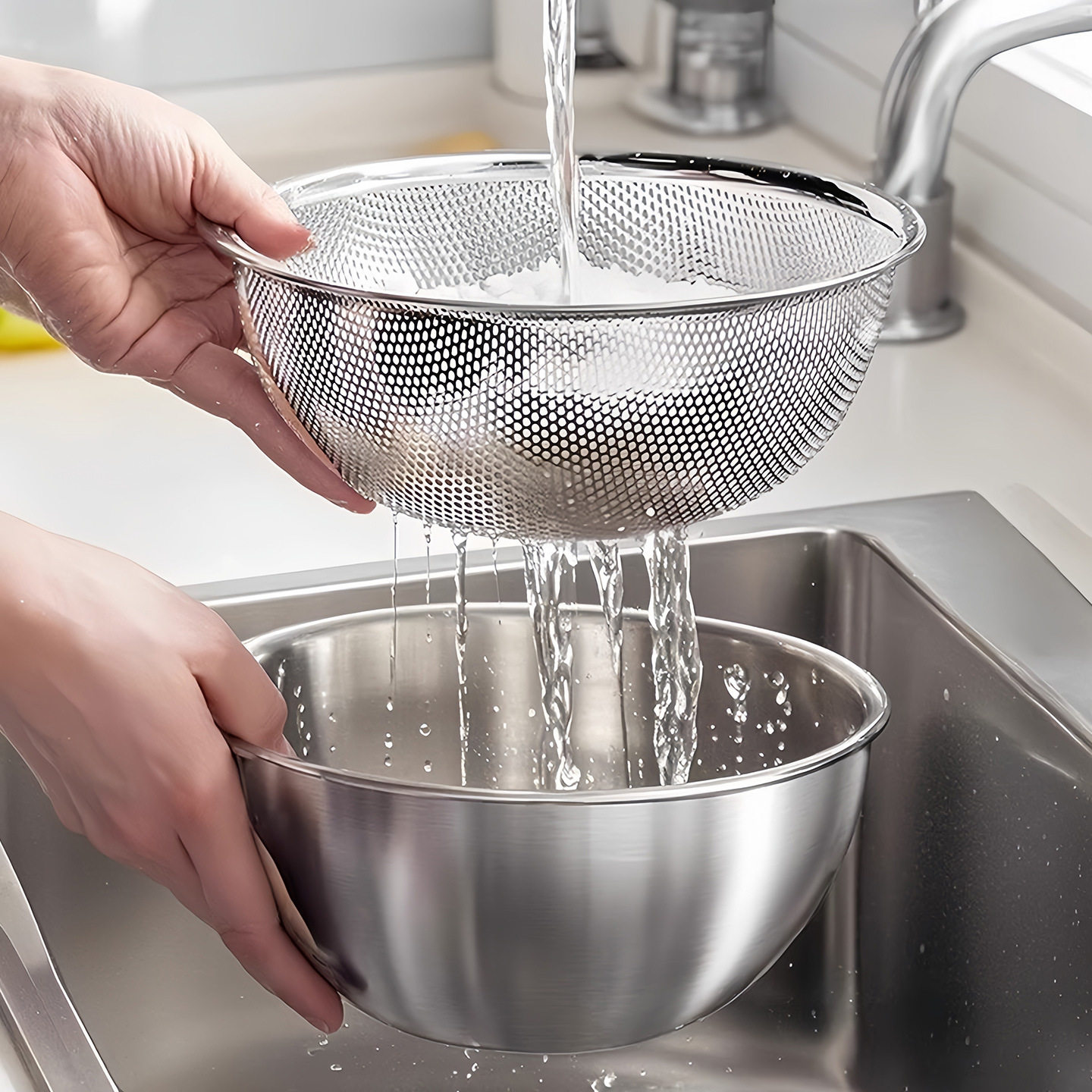 Stainless Steel Draining Basket Baking Cooking Basin Kitchen Mixing Bowl Egg Beating Bowl Household Cooking Basin Kneading Basin with Scale