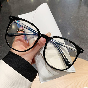 New TR large pin leg anti-blue light plain glasses retro myopia optical glasses frame men and women same style 72038