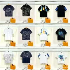 Cross-Border Luxury Fashion Brand L Full Letter Print Short-Sleeve Trendy Brand Classic Round-Neck Unisex Loose T-Shirt