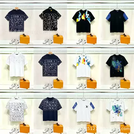 Cross-Border Luxury Fashion Brand L Full Letter Print Short-Sleeve Trendy Brand Classic Round-Neck Unisex Loose T-Shirt