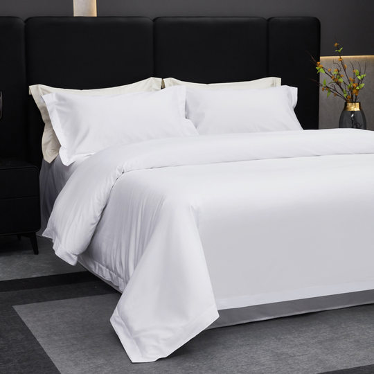 High-end hotel linen cotton satin four-piece wholesale cotton homestay hotel bedding white bedding
