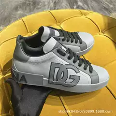 2025 Trendy All-match Graffiti Hand-painted DG Painted Lovers Shoes Women's Sneakers Leather Sports Casual White Shoes for Men