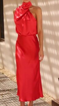 Sleeveless Satin Dress Elegant Solid Color Lightweight Fabric Spring Summer Evening Wear Wholesale Available