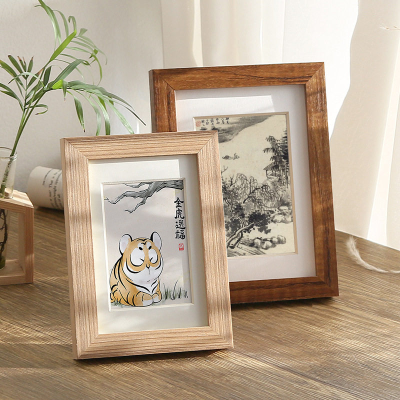 Simple modern solid wood photo frame table photo frame 6 7 8 10 inch A4 gold wall factory wholesale