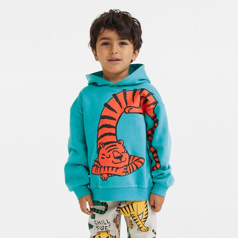 Kids' Fleece-Lined Hoodie Wholesale, Winter Composite Fleece-Lined Top, Thermal Cartoon Sweatshirt