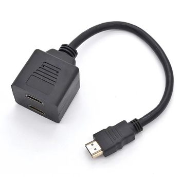 One in and Two Out HDMI Splitter Twin Adapter Cable 1X2 Male to Two Female Distribution Cable HDMI