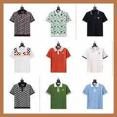 Authentic Version of Trendy Brand Ca Casa Jacquard Letter Logo Unisex Short-Sleeve Knit Polo Shirt for Cross-Border Trade