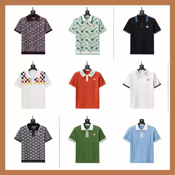 Authentic Version of Trendy Brand Ca Casa Jacquard Letter Logo Unisex Short-Sleeve Knit Polo Shirt for Cross-Border Trade