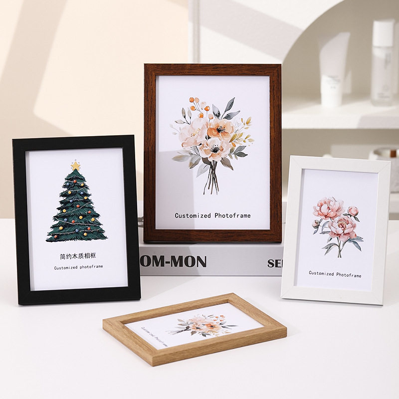 Wooden 6inch Photo Frame Display A4 Photo Frame 8inch 10inch Simple Photo Wall Empty Frame Picture Frame Wall Hanging Wholesale Customization