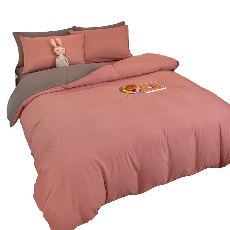 Brushed four-piece washed cotton quilt cover quilt cover student dormitory bed single three-piece bedding factory wholesale