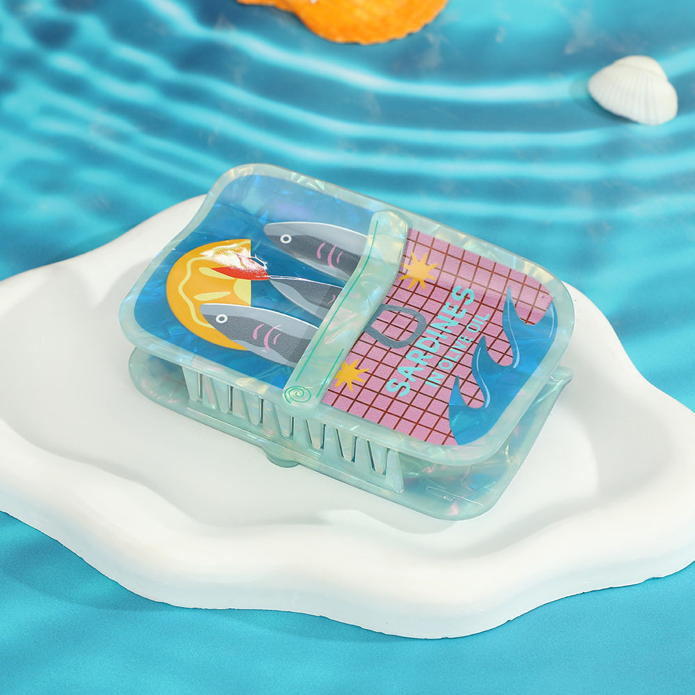 新款创意方形小鱼抓夹可爱高颜值女式后脑勺盘发鲨鱼夹厂家批发