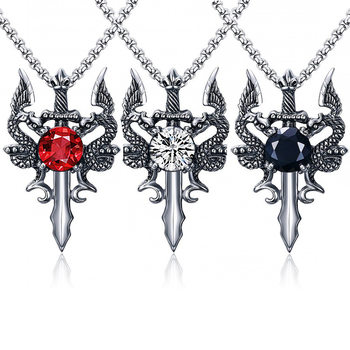 New cross-border promotional gem cross pearl chain necklace titanium steel vintage pendant jewelry direct sales