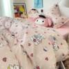 Ins Cartoon Cat Girl Heart Pink Four-Piece Set Cute Bedding Plaid Bed Sheets Dormitory 3-Piece Quilt Cover