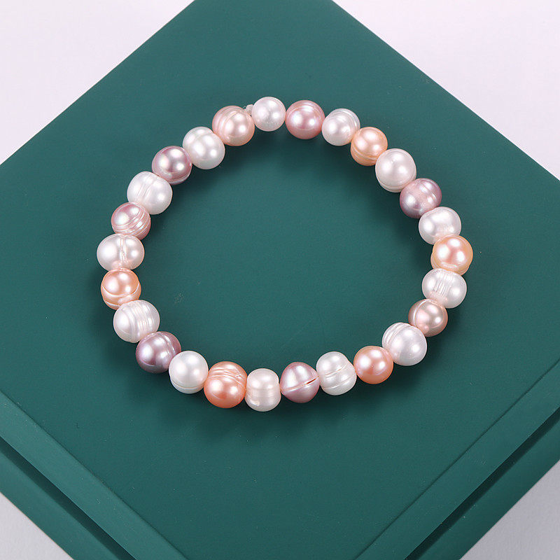 Jewelry Wholesale 7mm nearly round Baroque stall supply live broadcast selection freshwater pearl bracelet bracelet bracelet for women