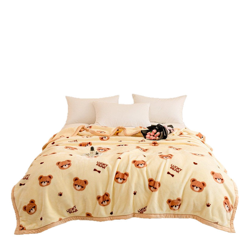 Double-Layer Cloud Blanket Autumn and Winter New Thickeneded Raschel Blanket Class a Student Dormitory Blanket Office Nap Blanket