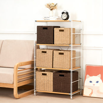 Foldable Clothing Storage Basket, Toy Storage Box, Large-Capacity Storage Box, Imitation Straw and Imitation Rattan Storage Basket