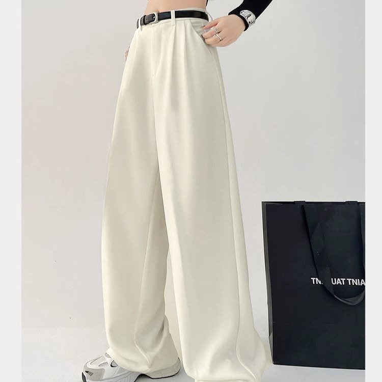 High Waisted Wide Leg Trousers Loose Fit Elegant Draping Versatile Style Perfect for Casual or Formal Occasions