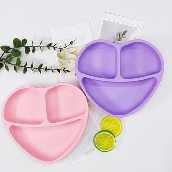 XLEE cross-border children's silicone love plate complementary food sucker baby eating feeding tableware source manufacturers wholesale