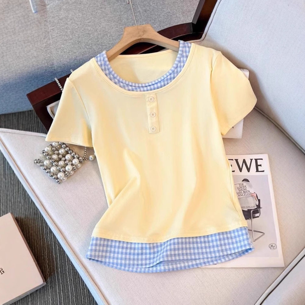 Womens Long Sleeve T Shirt Vintage Style Plaid Design Casual Spring Autumn Layering Top