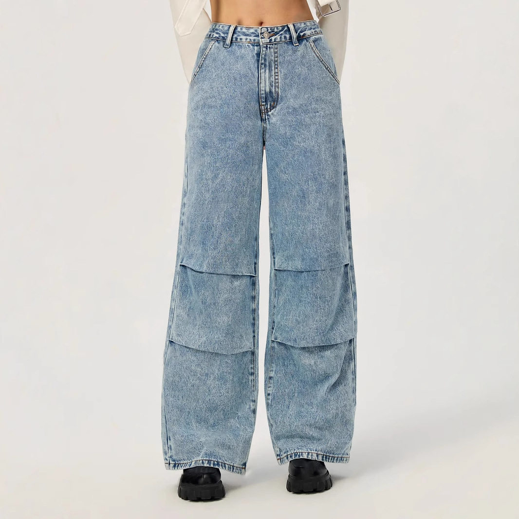 Womens Casual Straight Leg Wide Leg Jeans Stylish Design Comfortable Fit Versatile for Everyday Wear Ready to Ship