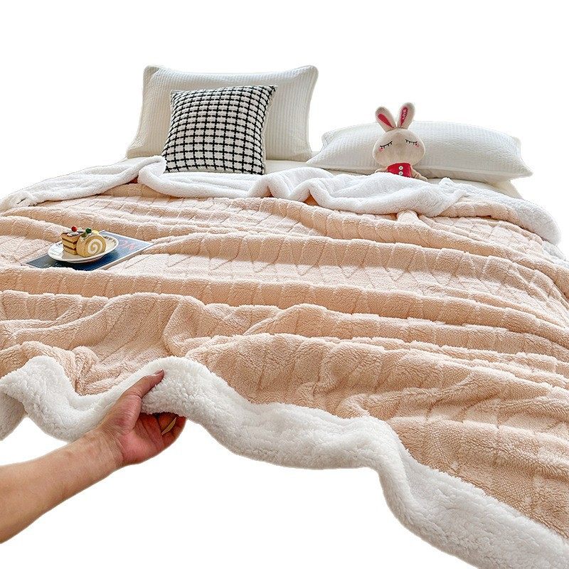 Autumn and Winter Taffeta Lamb Velvet Blanket Double-Sided Thickened Coral Velvet Blanket Nap Blanket Blanket Cover Blanket