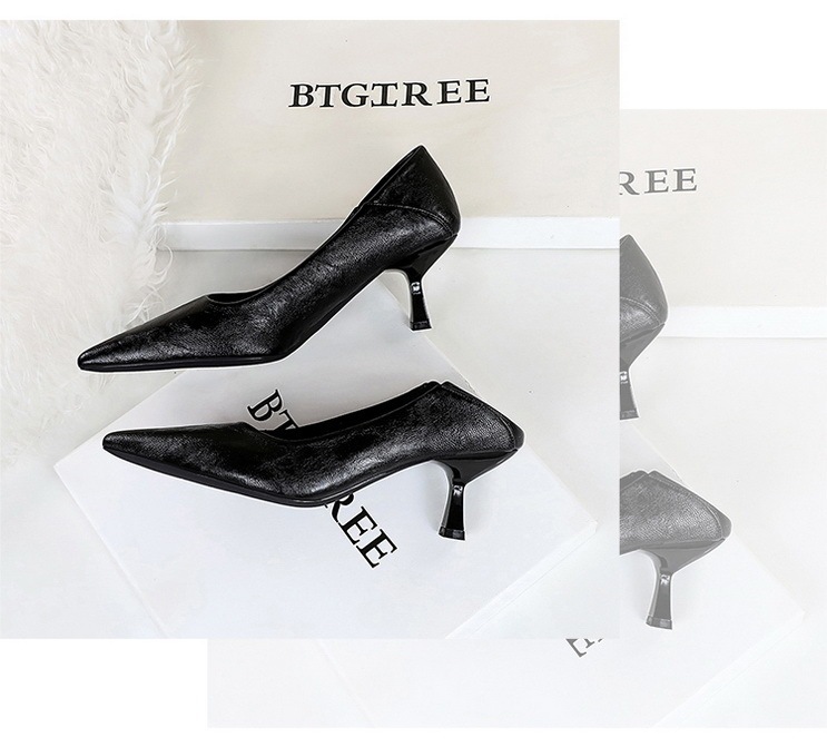 Giày cao gót nữ mũi nhọn gót mảnh 6cm phối họa tiết da báo thanh lịch — màu báo đốm, màu đen, nâu, Rượu vang đỏ