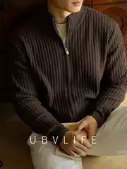 [Urban Light Travel] High-End Wool Cotton Mulberry Silk Zipper Cardigan Men's 2025 Autum Casual Sweater Jacket New