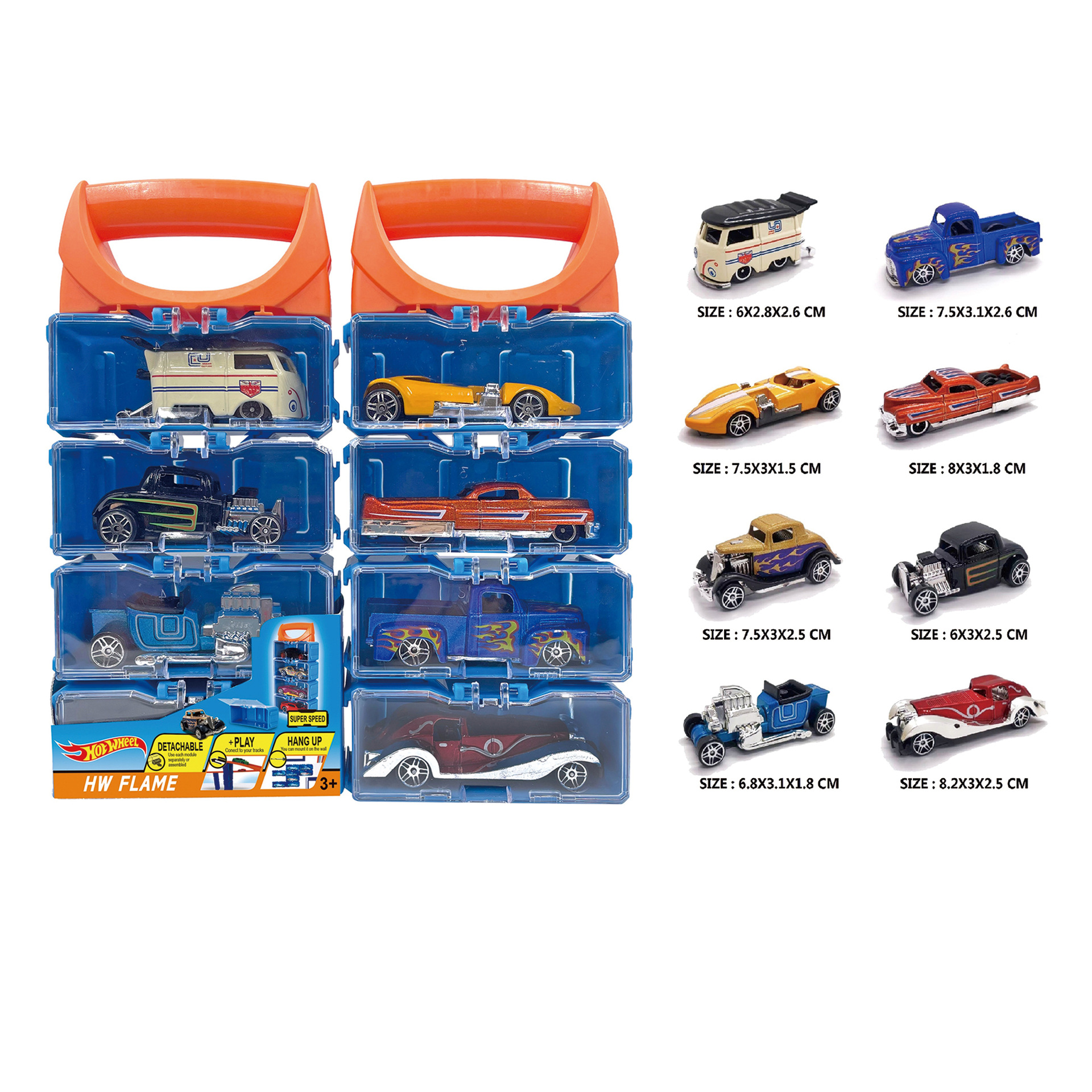 1：64合金车子 耐摔防摔玩具车 手提盒合金车仔套装 合金哈雷摩托