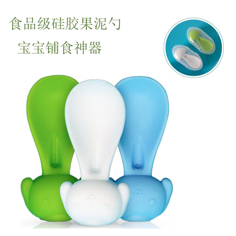 Baby Food Supplementary Special Spoon Baby Food Supplementary Puree Converting Spoon Squeeze Bag Feeder Food Grade Silicone Puree Spoon