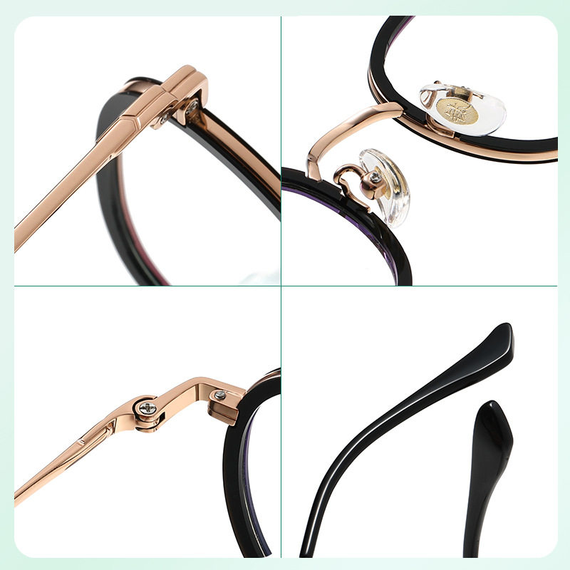 New Ins High-Looking Small Frame for Women, Fashionable and Compact Gold Glue Pure Titanium Oval Frame Factory Direct Sales