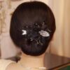 Tiktok same style flower bow lazy updo artifact female temperament back head twist ball head updo hair accessories