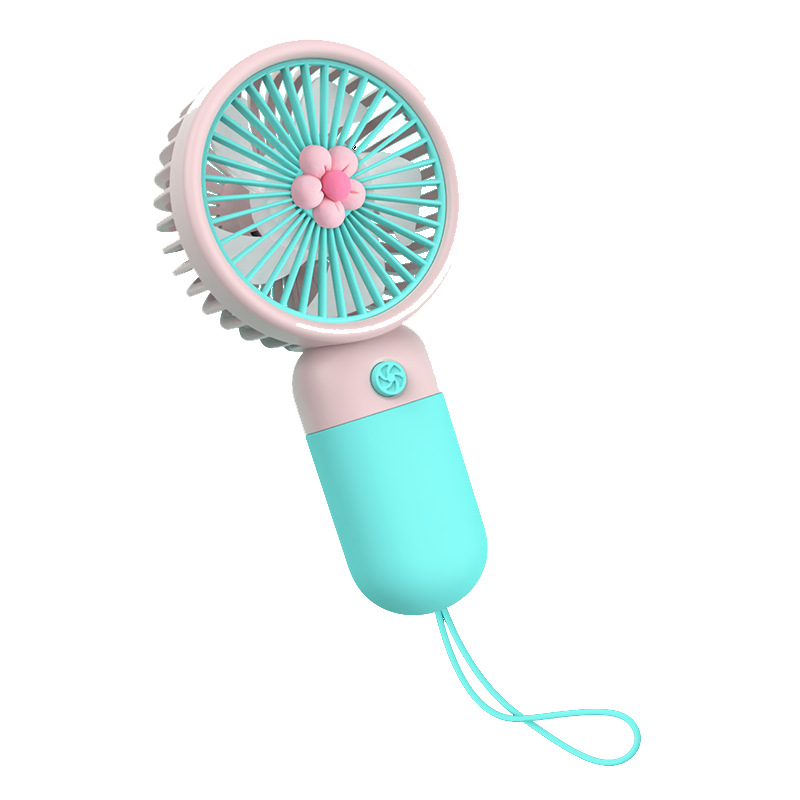迷你花朵手持风扇usb可充电学生宿舍小风扇带挂绳现货随身电风扇
