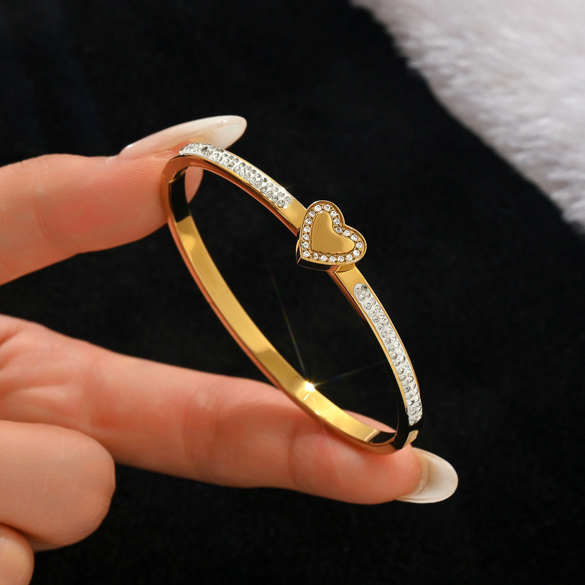 欧美热卖时尚不锈钢金色手镯不易褪色18K不锈钢首饰gold bangles