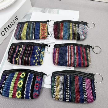 New ethnic style coin purse canvas vintage clutch bag coin bag gift shop for the elderly manufacturers wholesale