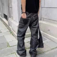 Raw Denim Flared Jeans for Men and Women, Old Money Style, Spring and Autumn, High-End Feel, American Style, Slimming, Diagonal Cut, Embroidered, Scimitar Pants
