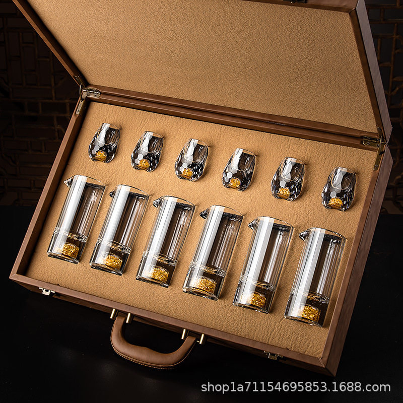 Creative High-Looking White Wine Glass Set, Crystal Glass Wine Dispenser, Home Wine Glass, High-End Gift Box