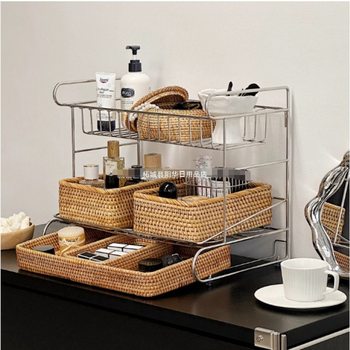 Skin Care Product Multi-Layer Storage Rack Organizer Desktop Accessible Luxury 304 Stainless Steel Water Cup Storage Rack Makeup Iron