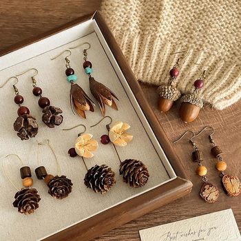 New Chinoiserie Imitation Natural Fruit Earrings Ear Hooks for Women 2025 New High-End Ethnic Holiday Style Earrings Accessories Summer