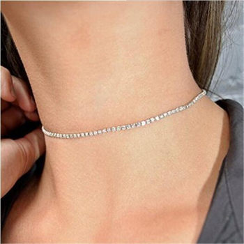 European and American Cross-Border Best-Selling Jewelry, Simple and Versatile Street Style Necklace for Women, Diamond-Encrusted Pendant, Elegant and Simple Clavicle Chain