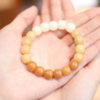 Natural gradient sunny water Bodhi root bracelet weathering White Jade Bodhi Buddha beads Wenwan Bodhi round finger bracelet wholesale