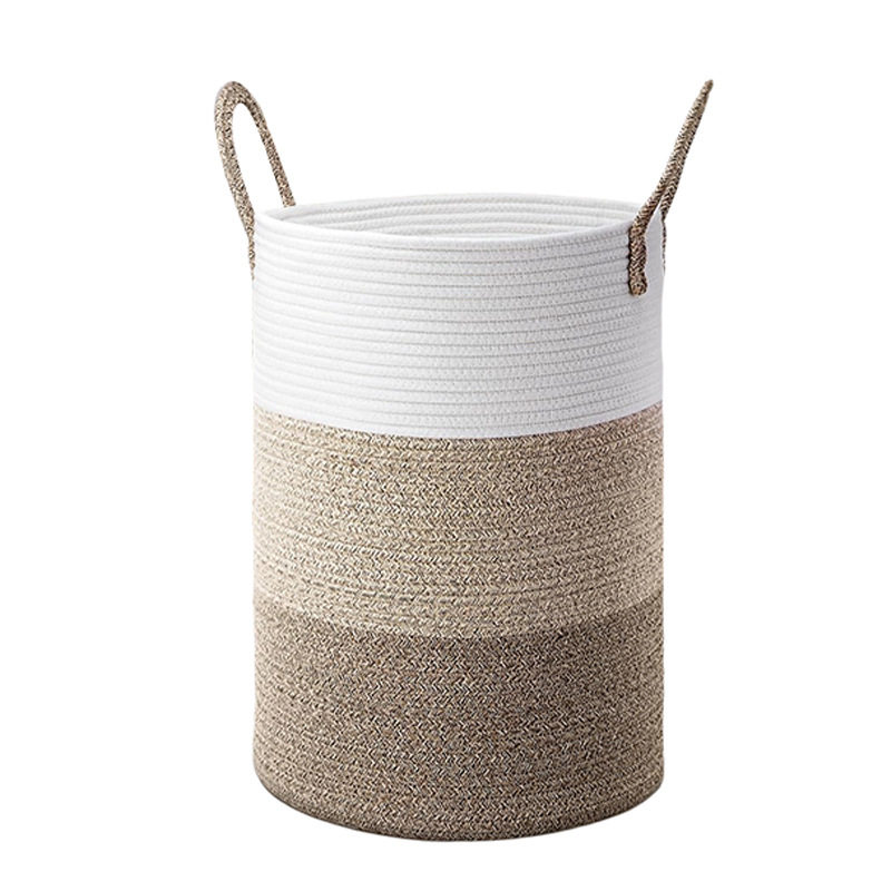 Cotton Rope Dirty Clothes Basket Cross-Border Popular Round Woven 40L Hand Basket 60L Foldableable Large Capacity Dirty Clothes Basket 80L