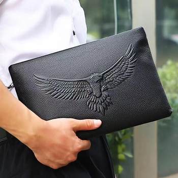 Soft Leather Handbag Men's Clutch Bag Social Boy Clamp Bag Casual Clutch Bag Large Capacity Soft Leather Envelope Bag Men's Bag